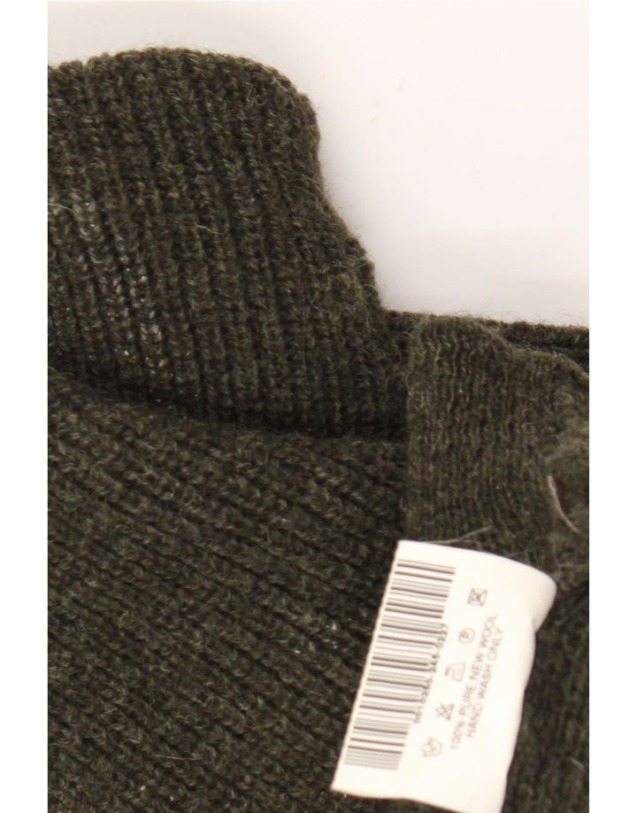 Barbour Pull col zippé pour homme XL Kaki Laine vierge