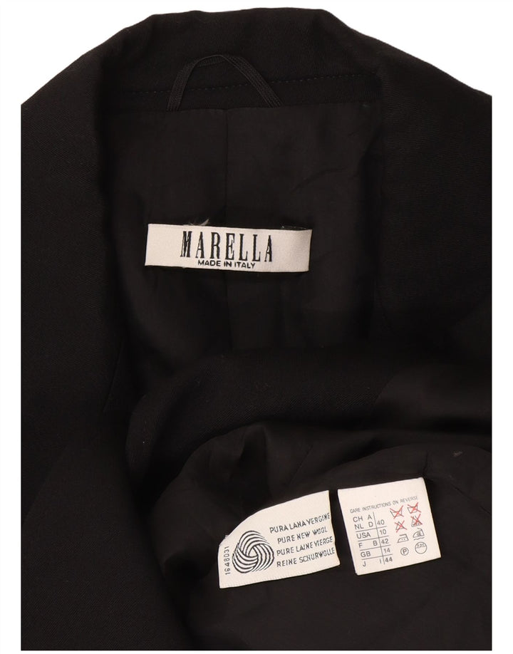 Marella Veste Blazer 1 Bouton pour Femme UK 14 Grande Laine Noire