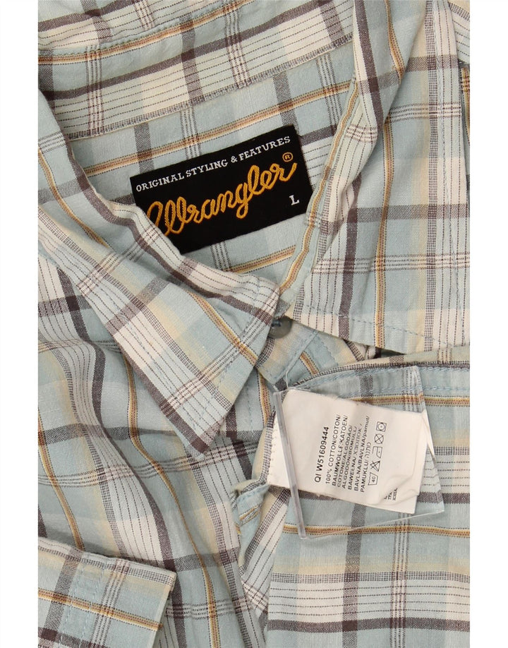 WRANGLER Chemise à manches courtes pour homme en coton à carreaux bleus