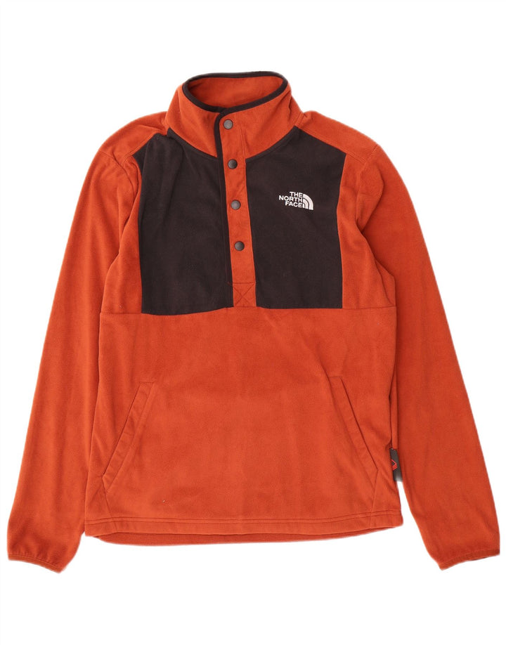 The North Face Pull en polaire à col boutonné pour homme Petit color block orange