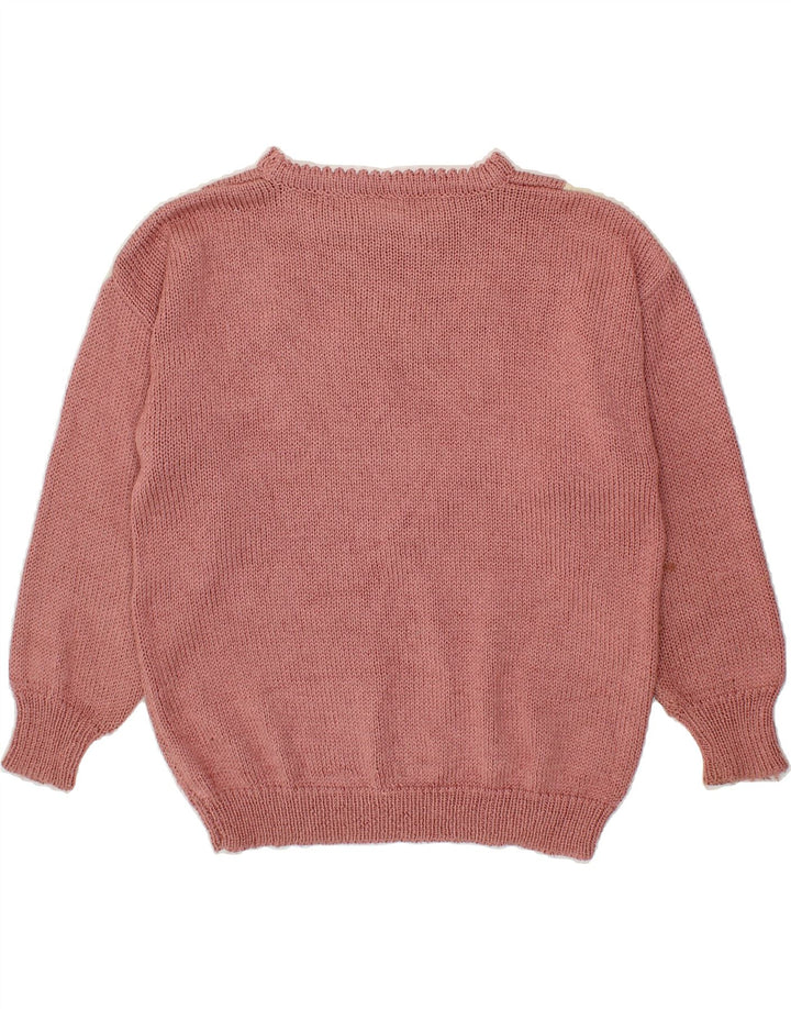 VINTAGE Womens Crew Neck Jumper Sweater UK 14 Medium Pink Vintage Vintage and Second-Hand Vintage from Messina Hembry 