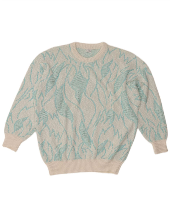 VINTAGE Pull ras du cou pour femme IT 50 XL Turquoise Colourblock