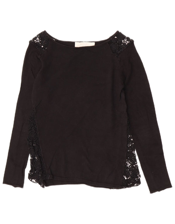 Zara Chemisier à manches longues pour femme UK 14 Grand Noir Floral