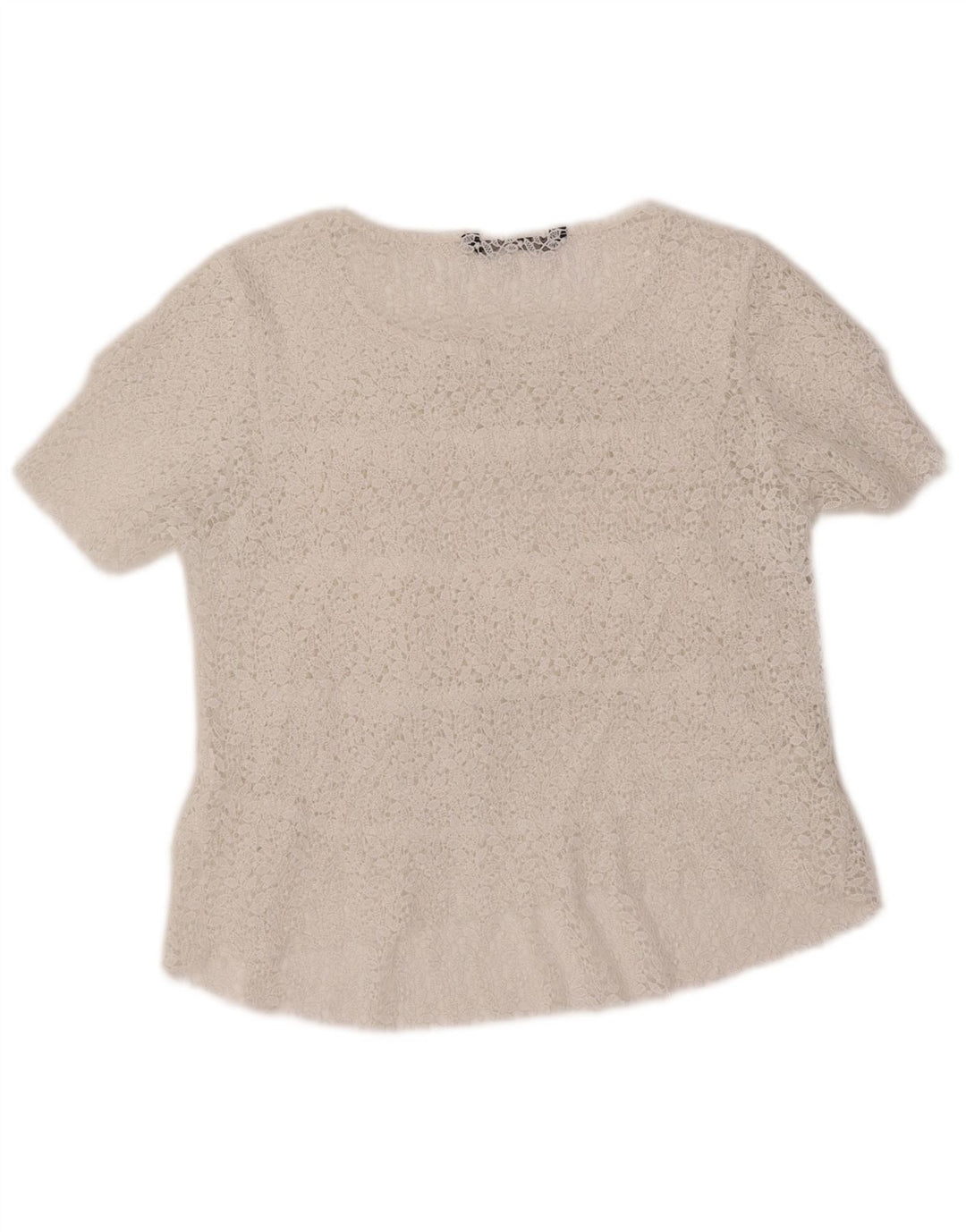 ZARA Womens Crop Blouse Top UK 12 Moyen Blanc Floral