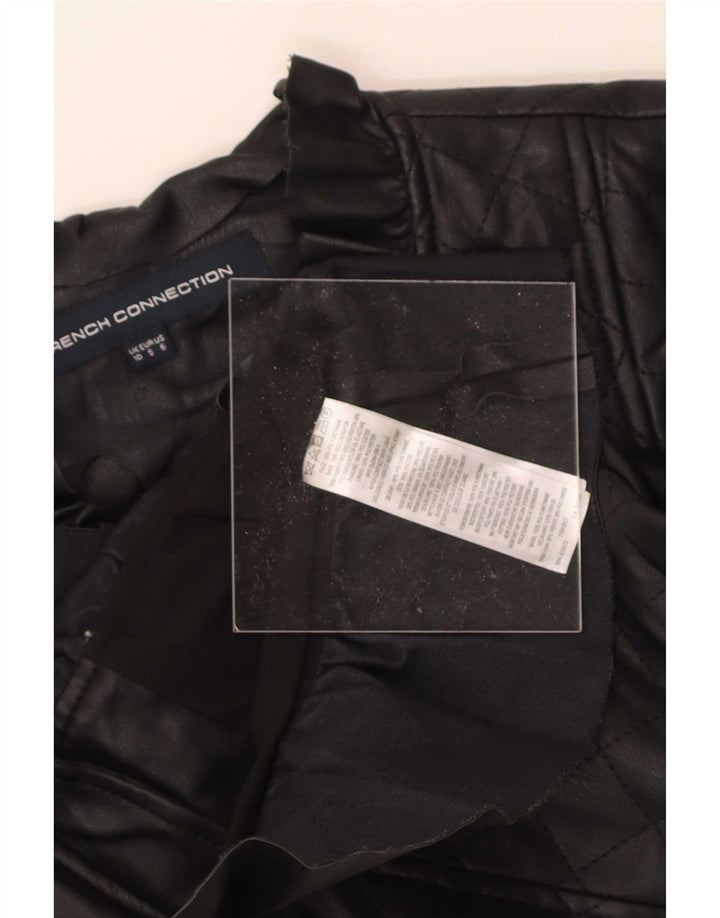 French Connection Veste matelassée en simili cuir pour femme UK 10 Small Noir