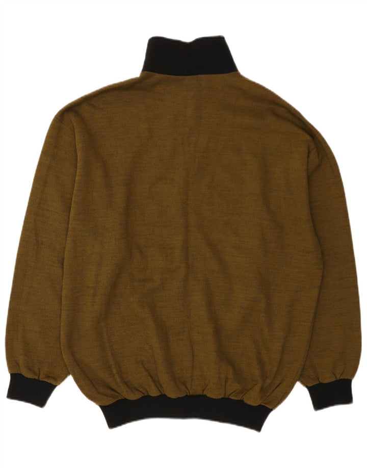 VINTAGE Pull Cardigan Graphique Homme Grand Kaki Colorblock