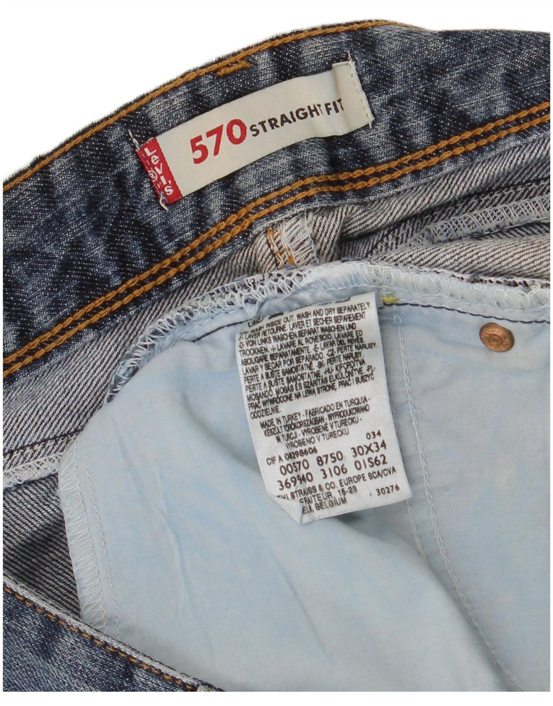 LEVI'S Jean Droit 570 Femme W30 L34 Bleu Coton