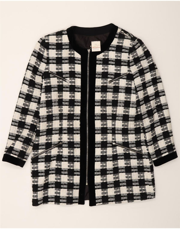 Meico Veste Blazer Longue Femme EU 42 Grand Carreau Noir Polyester