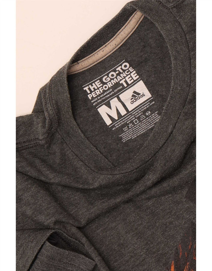 Adidas Homme Climalite Graphic T-Shirt Top Gris Moyen Moucheté Polyester