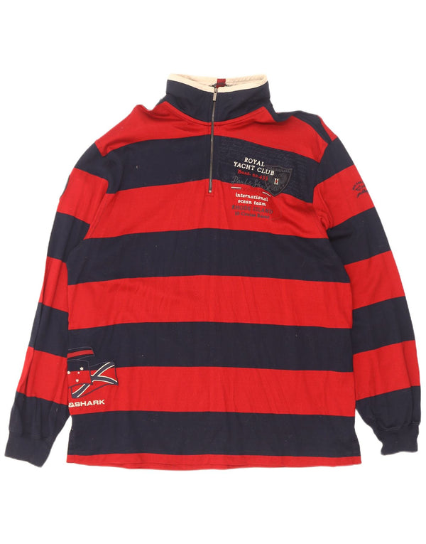 Paul & Shark Mens Yachting Zip Neck Graphic Top Long Sleeve XL Red Striped