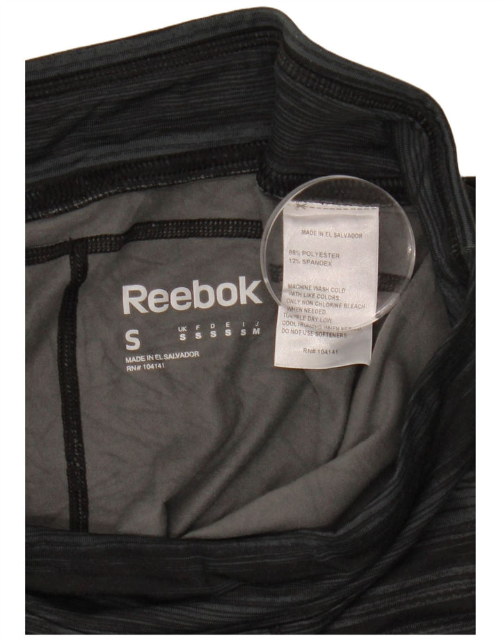 REEBOK Leggings Femme UK 10 Petit Gris Rayures Polyester