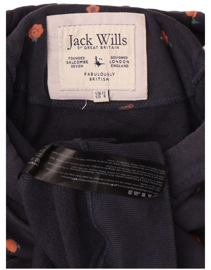 Jack Wills Pull à capuche graphique pour femme UK 12 Bleu marine moyen Coton