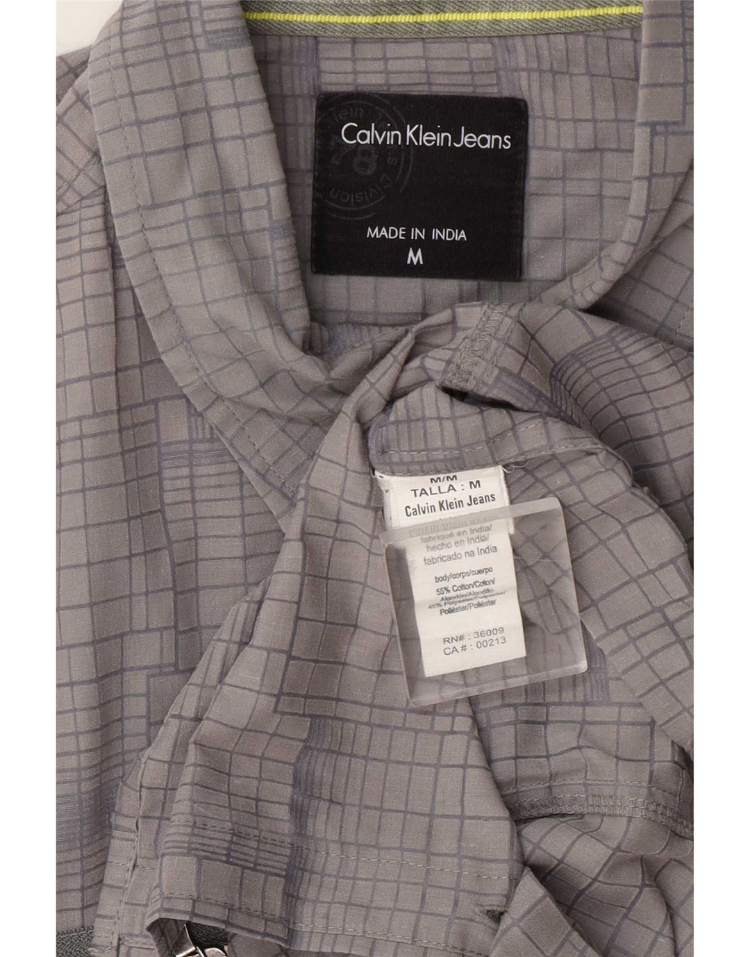 Calvin Klein Jeans Chemise Homme Gris Moyen Carreaux Coton