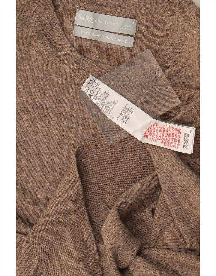 Marks & Spencer Pull à col rond pour femme UK 14 Marron moyen moucheté