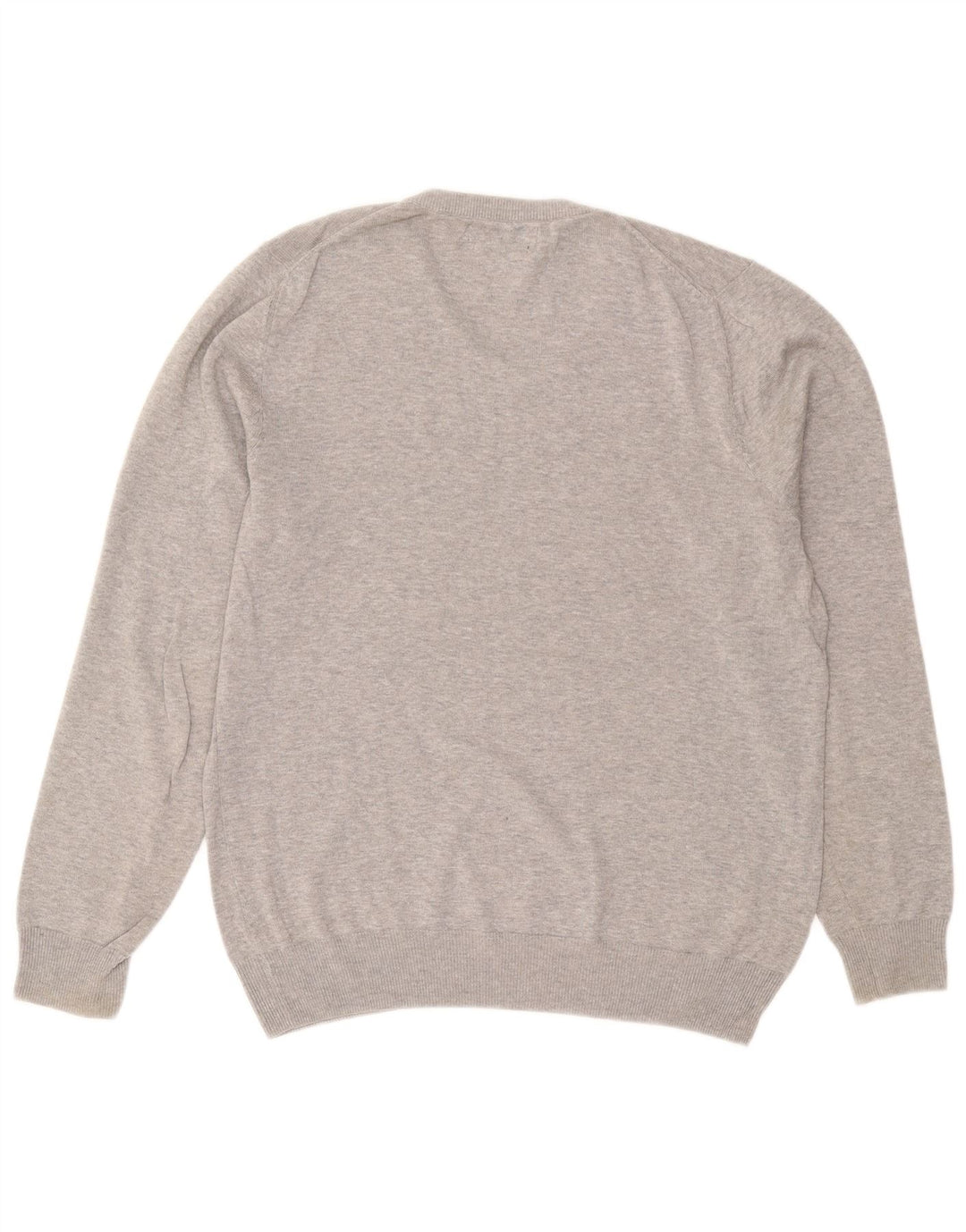 Marks & Spencer Pull Col V Homme Gris Moyen Moucheté Coton