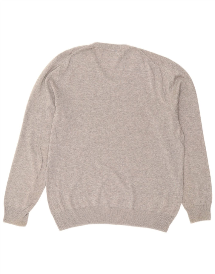 Marks & Spencer Pull Col V Homme Gris Moyen Moucheté Coton