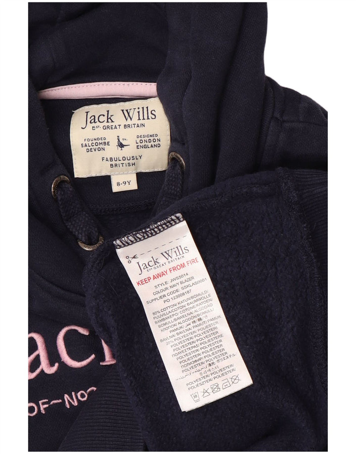 JACK WILLS Pull à capuche graphique fille 8-9 ans en coton bleu marine