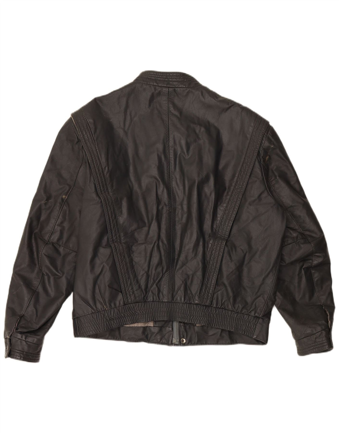 VINTAGE Veste en cuir homme UK 40 Grand cuir gris