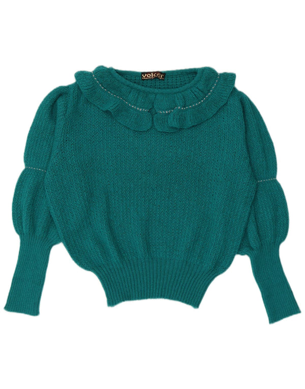 vintage Womens Boat Neck Jumper Pull IT 46 Grand Vert Mohair