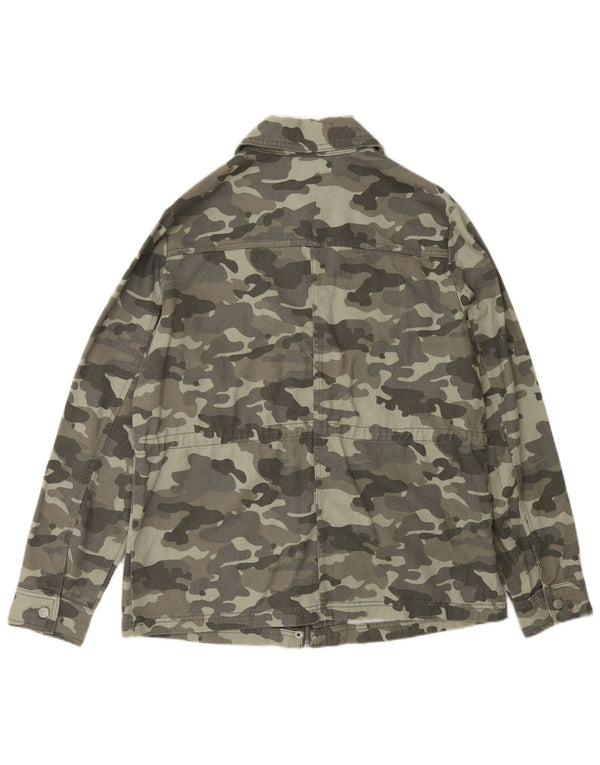 M&Co Womens Military Jacket UK 12 Medium  Green Camouflage Cotton