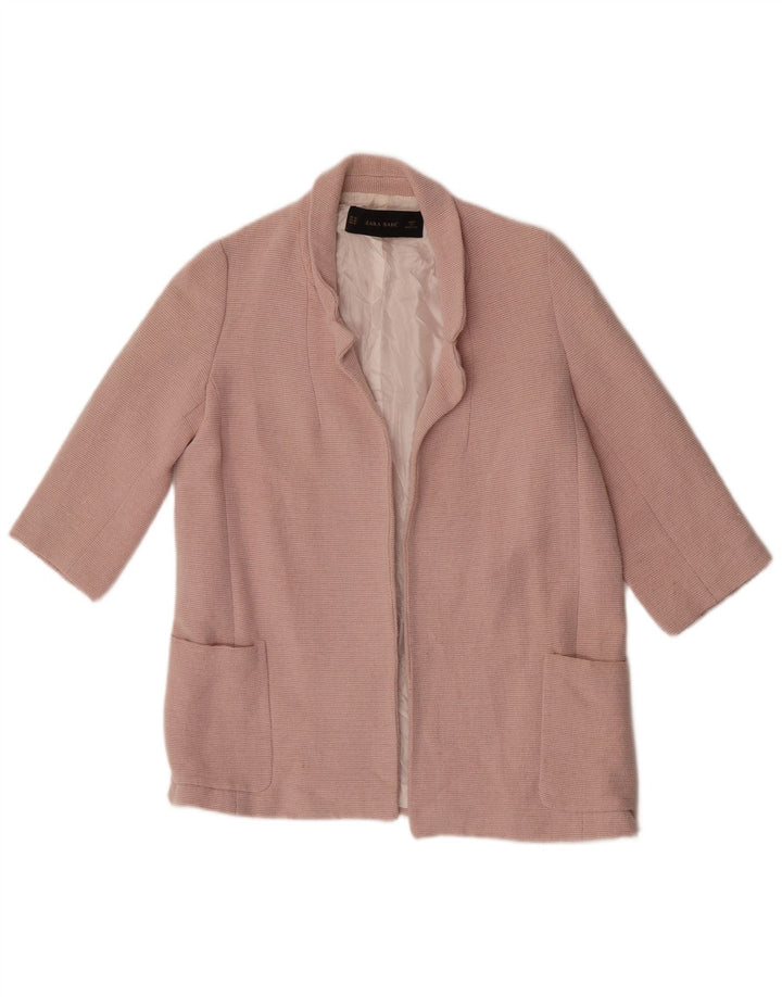 ZARA Veste blazer ouverte à manches 3/4 pour femme UK 6 XS Rose