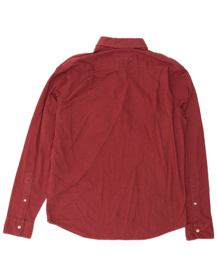 HOLLISTER Chemise pull stretch pour homme Large en coton bordeaux