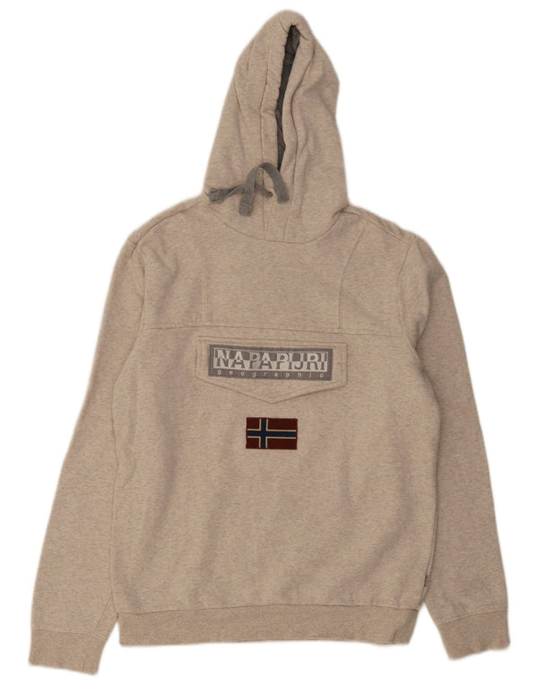 Napapijri Pull à capuche graphique pour homme en coton beige moyen