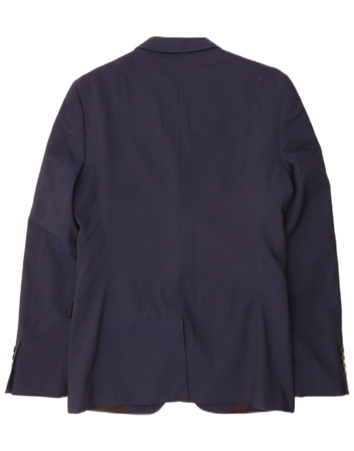 Zara Veste Blazer 2 Boutons Homme EU 48 Bleu Marine Moyen Polyester