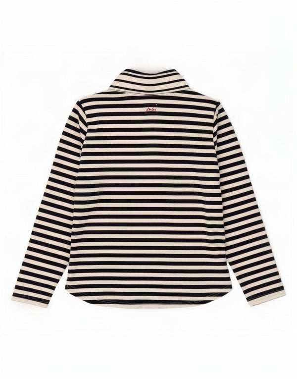 Joules Womens Zip Neck Sweatshirt Jumper UK 12 Medium White Rayé Coton