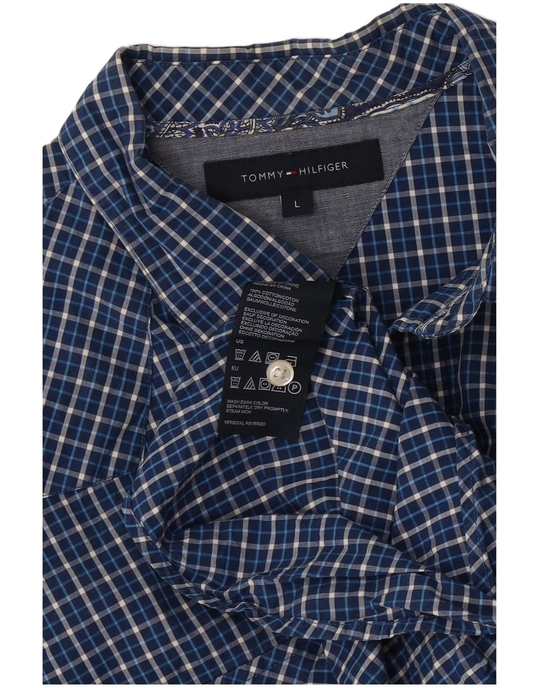 Tommy Hilfiger Chemise Homme Grand Carreau Bleu Coton