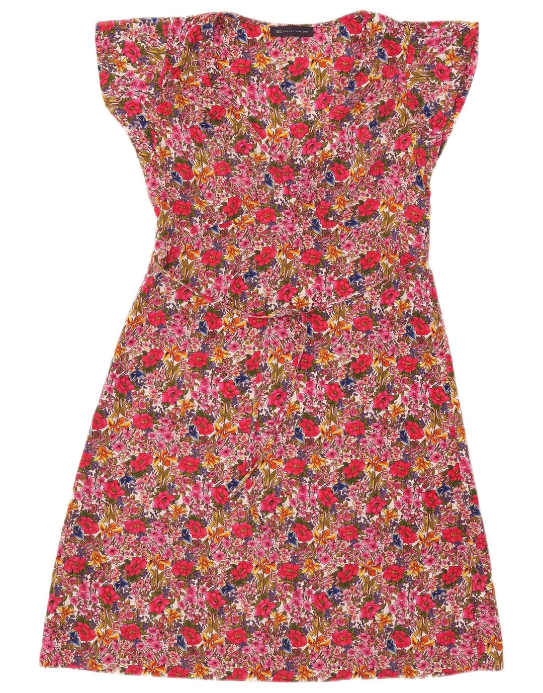 Marks & Spencer Robe trapèze pour femme UK 10 Petit rose floral en polyester