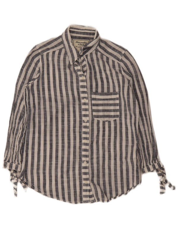 Abercrombie & Fitch Chemise à manches 3/4 pour femme UK 6 XS Bleu marine rayé