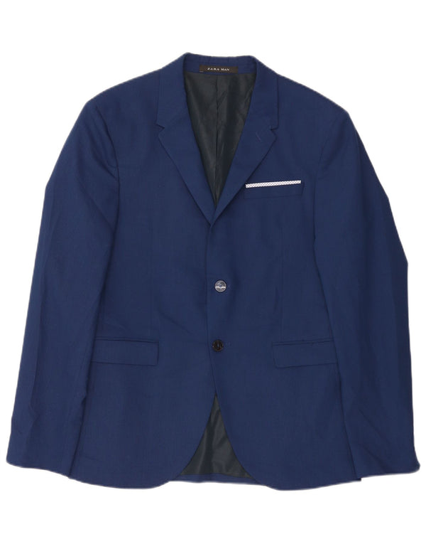 Zara Veste Blazer 2 Boutons Homme EU 50 Bleu Moyen