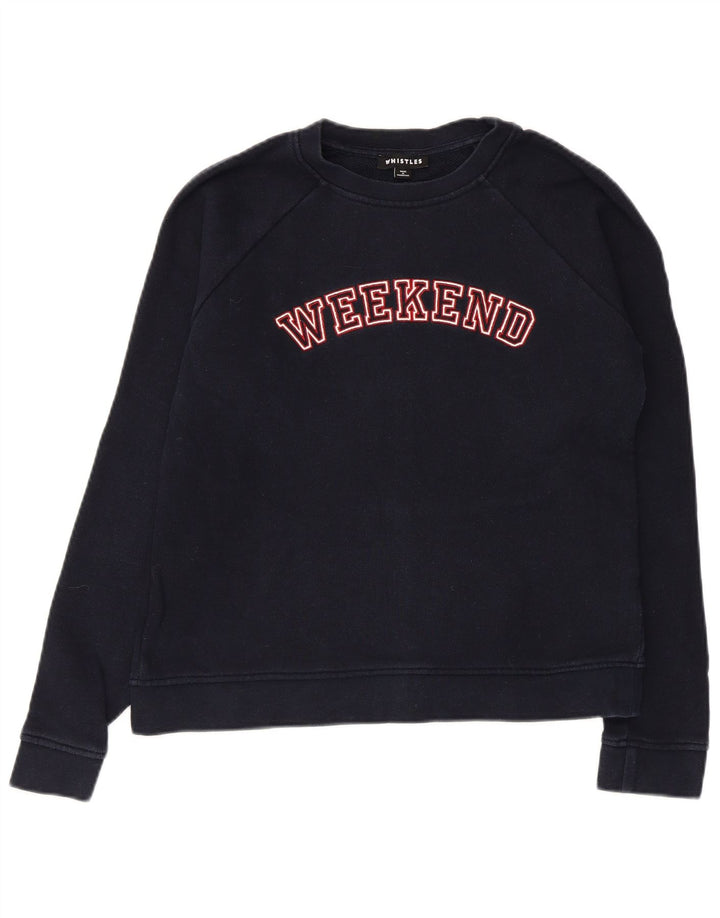 WHISTLE Sweat-shirt graphique Weekend pour femme UK 10 Small Bleu marine