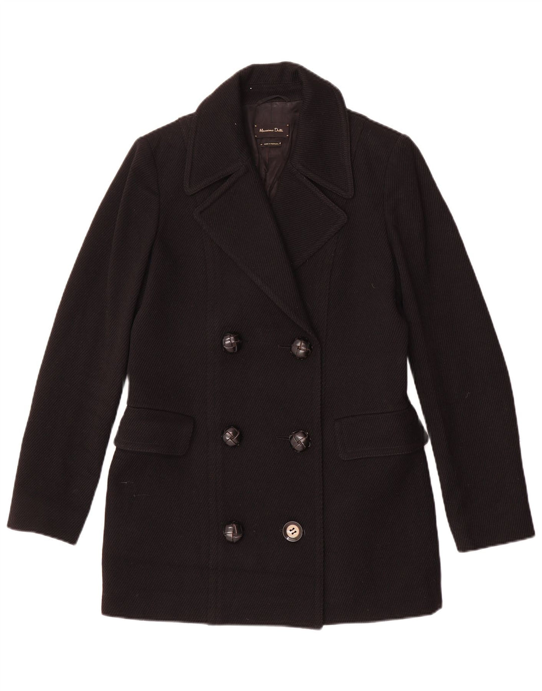 Massimo Dutti Manteau croisé pour femme EU 38 Petite laine noire