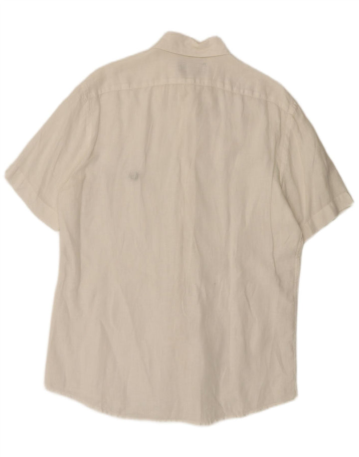 Fred Perry Chemise à Manches Courtes Homme Lin Blanc Moyen