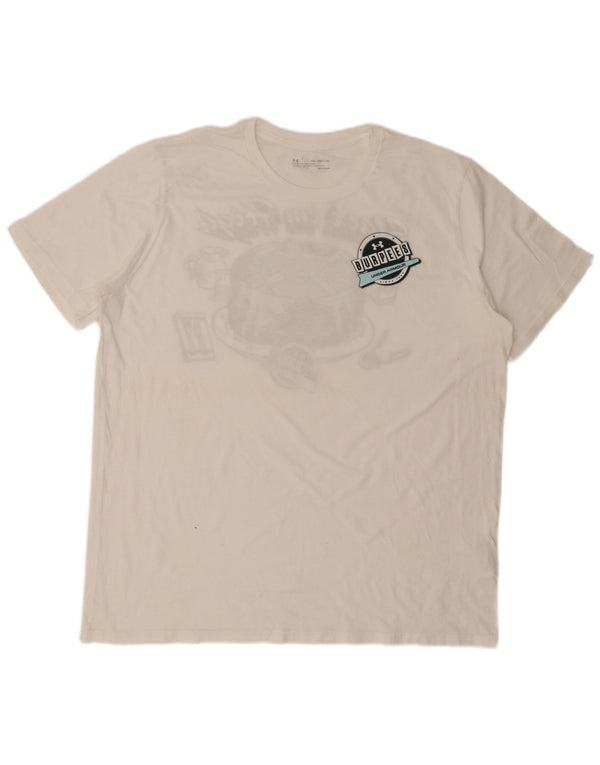 Under Armour Heat Gear Graphic T-Shirt Top 2XL Coton Blanc