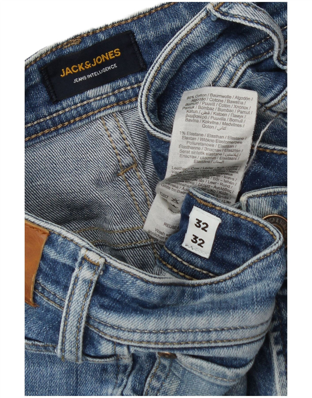Jack & Jones Jean droit effet vieilli W32 L32 bleu coton pour homme