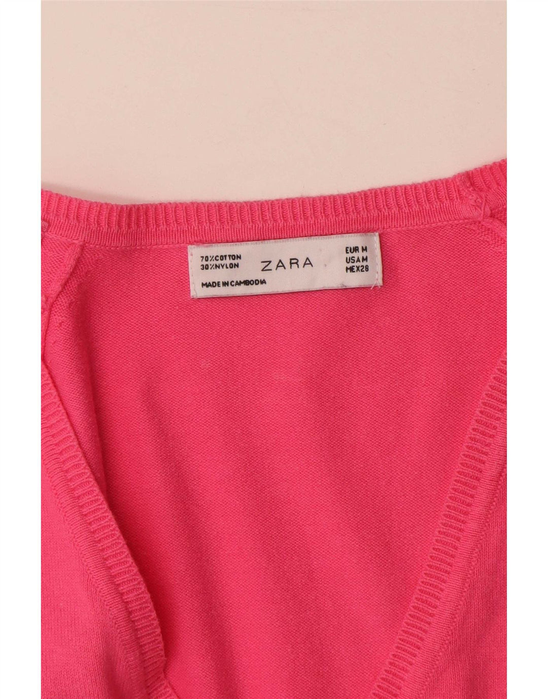Zara Cardigan Femme Pull UK 12 Coton Rose Moyen