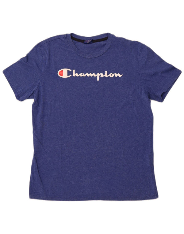 CHAMPION T-Shirt Graphique Homme Bleu Moyen Coton