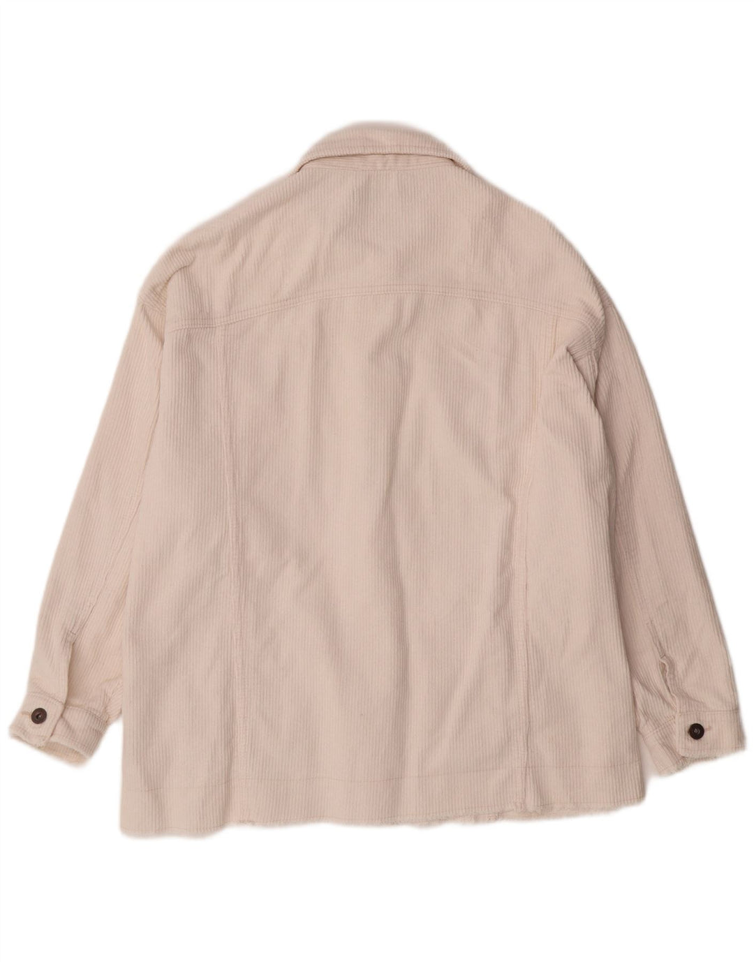 ZARA Veste surdimensionnée en velours côtelé pour femme UK 16 Grand coton blanc cassé