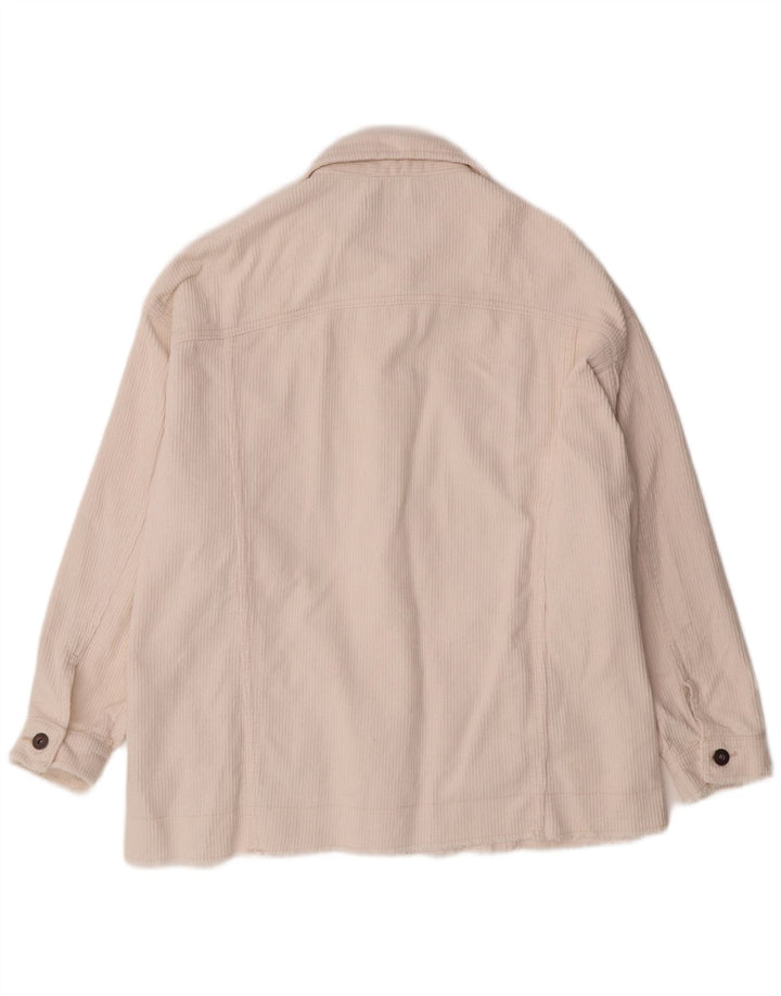 ZARA Veste surdimensionnée en velours côtelé pour femme UK 16 Grand coton blanc cassé