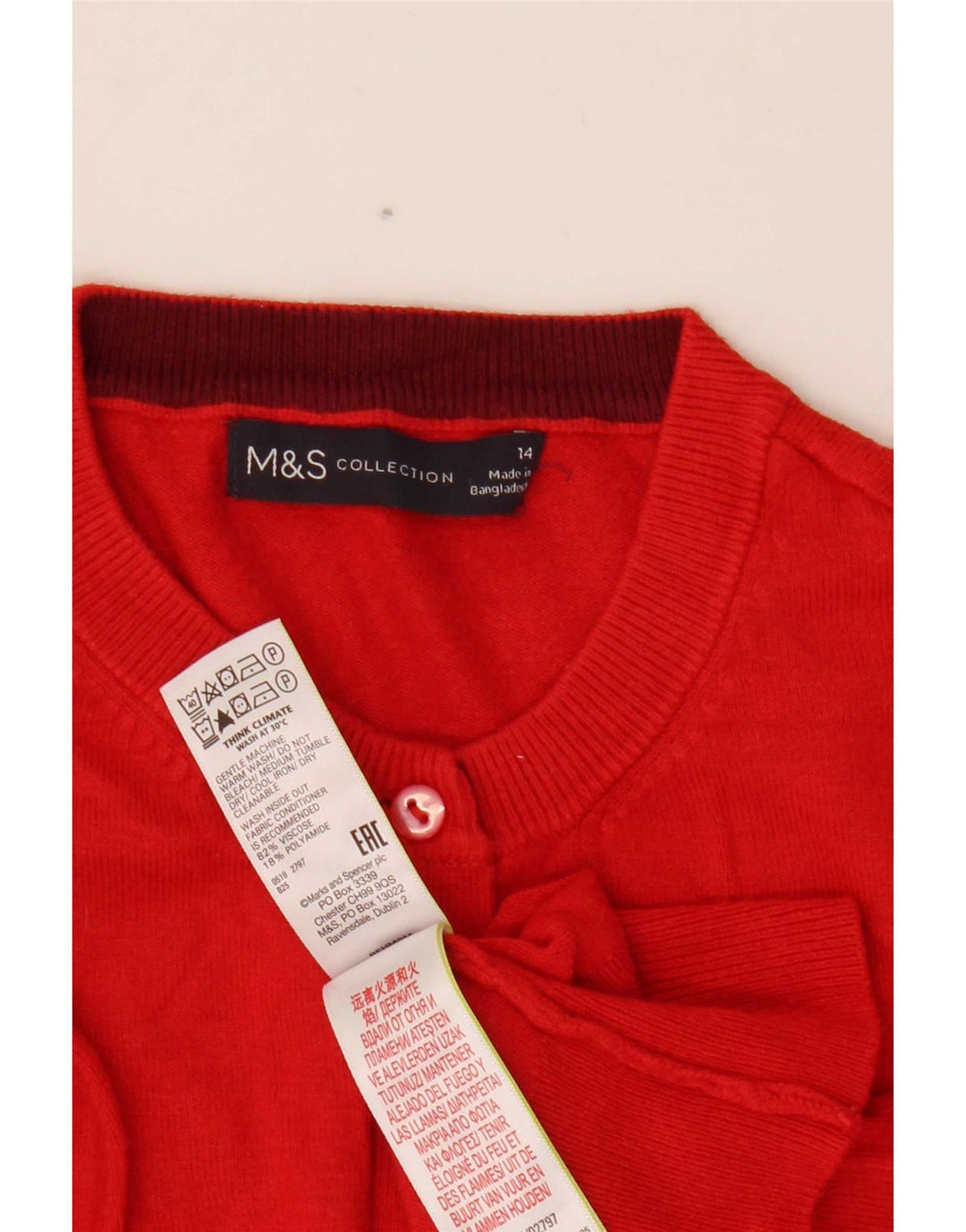 Marks & Spencer Pull cardigan court pour femme UK 14 Viscose rouge moyen
