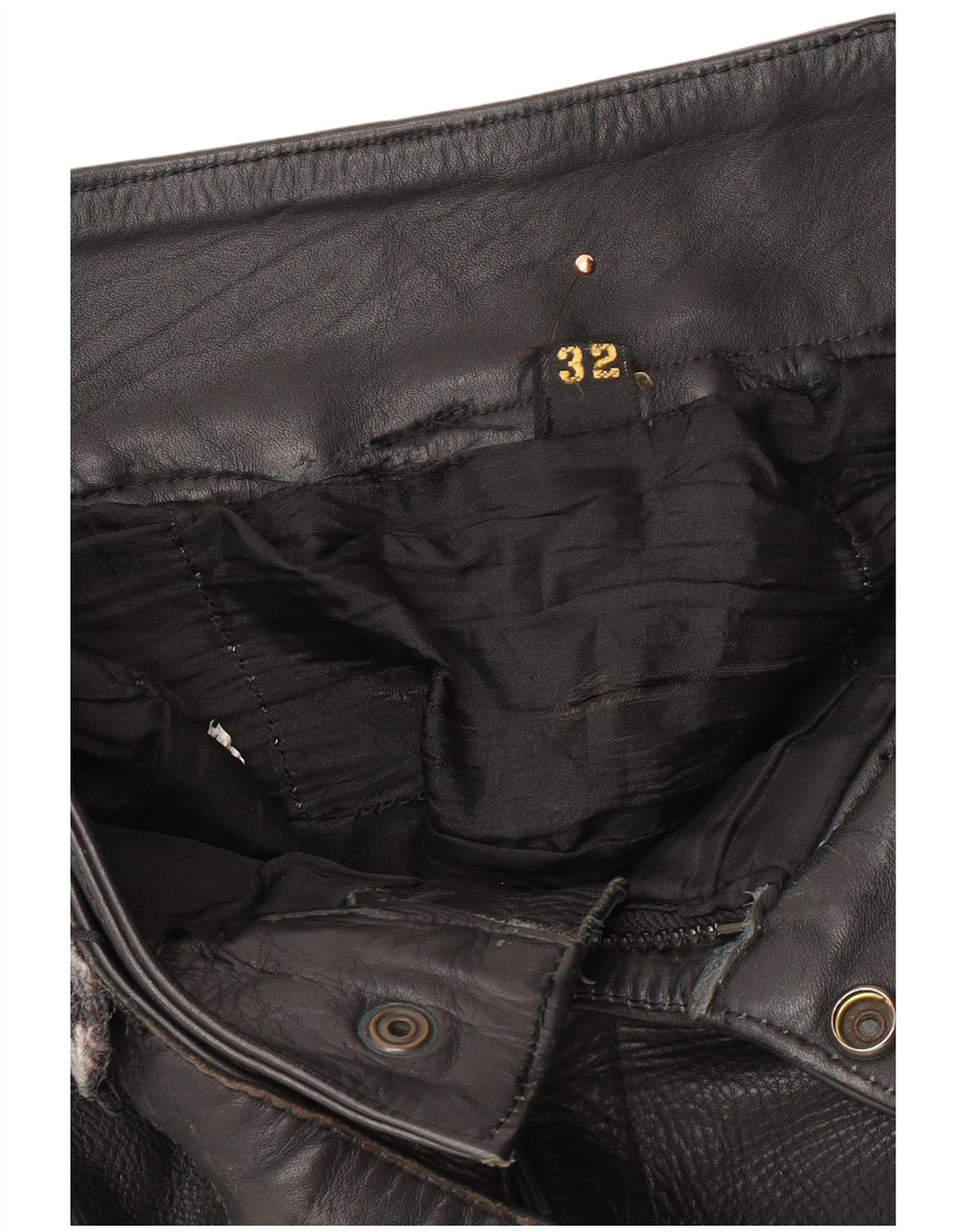 VINTAGE Pantalon motard en cuir pour homme W32 L23 Noir