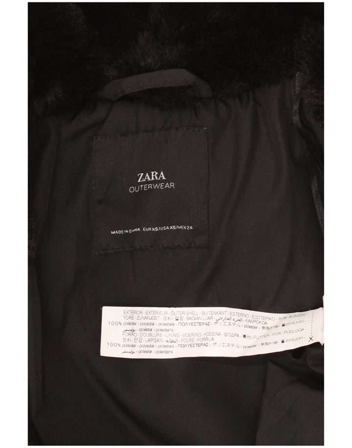 Zara Veste en fausse fourrure pour femme UK 6 XS Noir Polyester