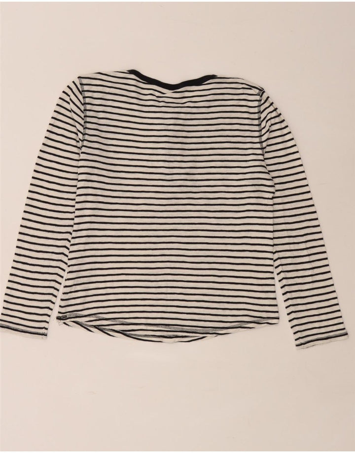 Marks & Spencer Haut à manches longues pour femme UK 44 Coton rayé blanc moyen