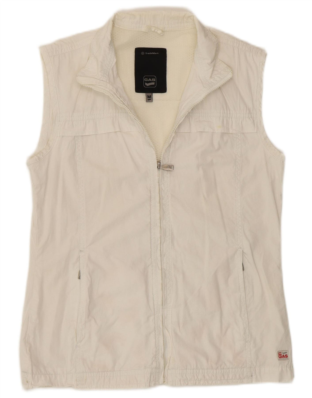 Gas Veste de survêtement sans manches pour femme UK 14 en coton blanc moyen
