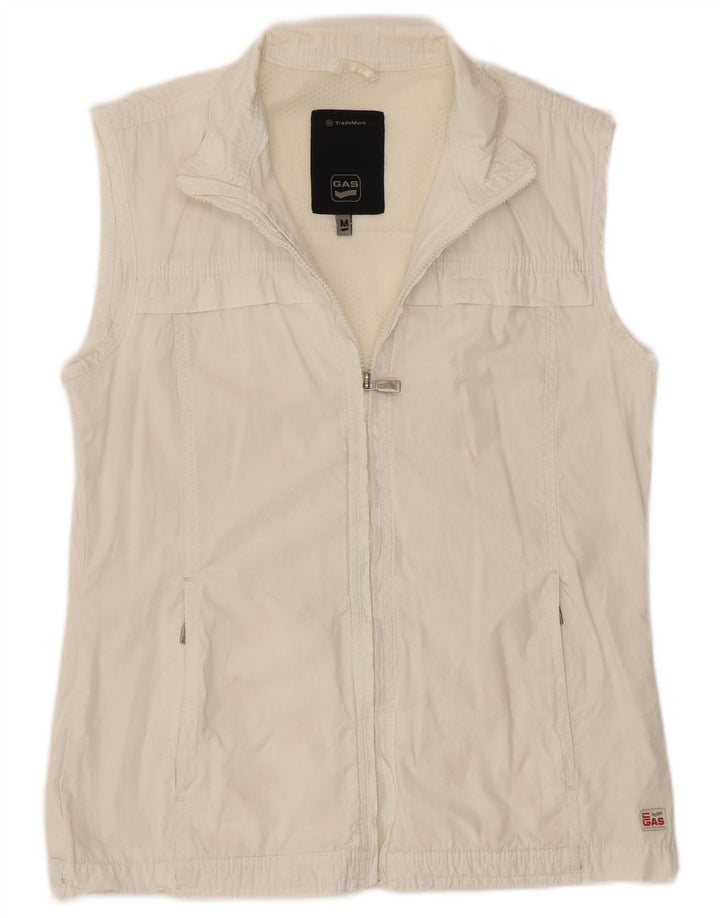 Gas Veste de survêtement sans manches pour femme UK 14 en coton blanc moyen