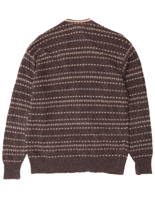 Franco Ziche Mens Cardigan Sweater Small Grey Striped Wool