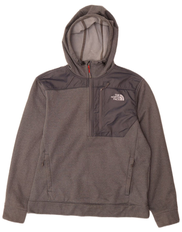 The North Face Pull à capuche avec col zippé pour homme, grand, gris, color block, polyester